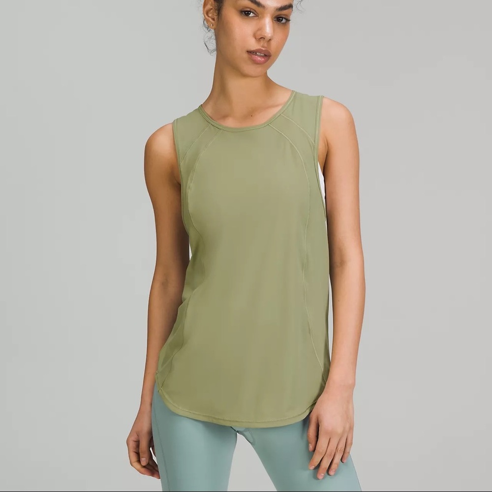 Lululemon sculpt tank top in green, worn only once!